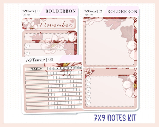 NOVEMBER 7x9 Notes Kit || Planner Sticker Kit for Erin Condren Dashboard