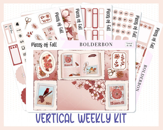 PIECES OF FALL || 7x9 Vertical Planner Sticker Kit
