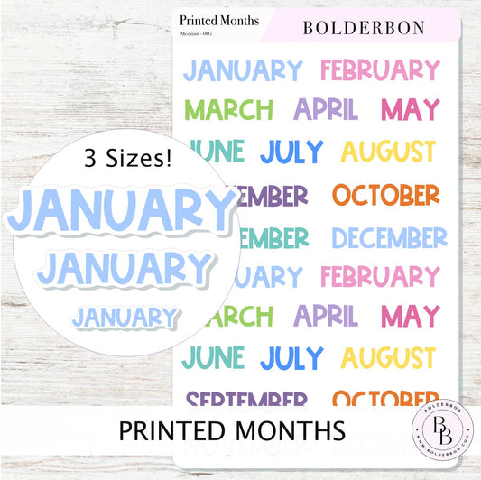 Colorful Printed Months || Monthly Header Stickers perfect for Planners, Journals, Calendars and More!