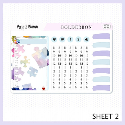 PUZZLE BLOOM "Compact Vertical" || A5 Planner Sticker Kit