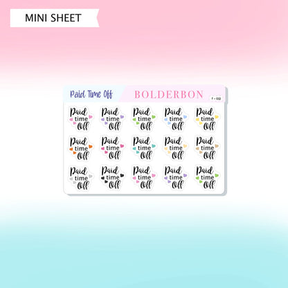 PAID TIME OFF || Planner Stickers