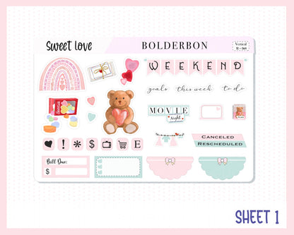 SWEET LOVE || 7x9 Vertical Planner Sticker Kit