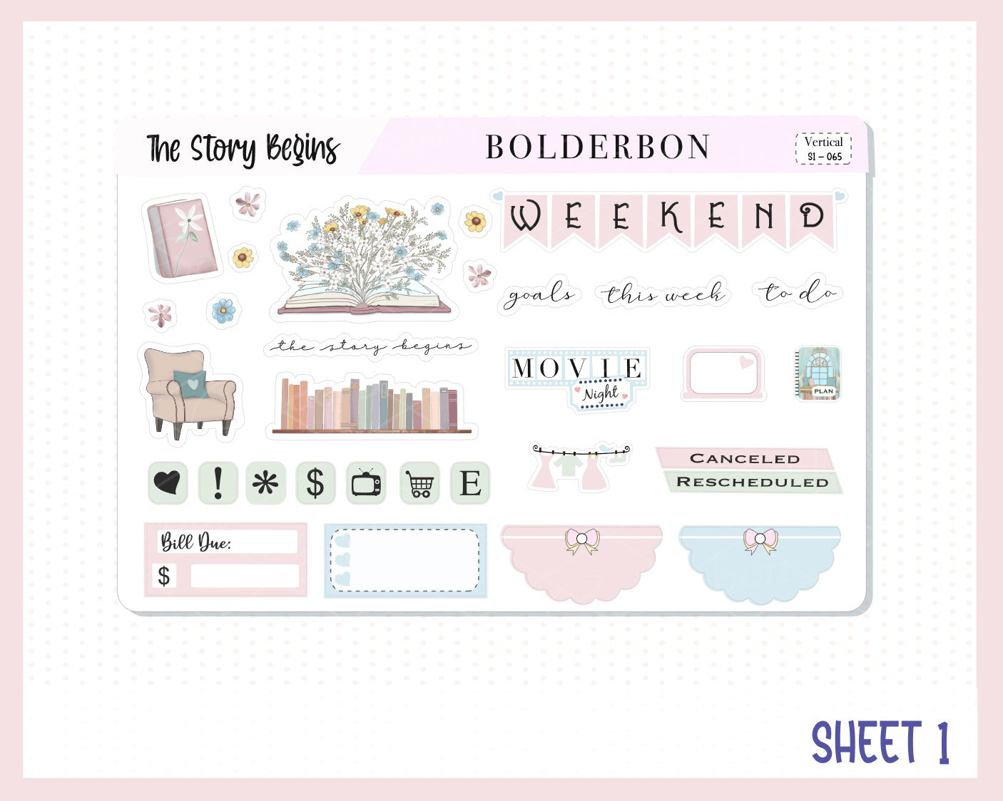 THE STORY BEGINS || 7x9 Vertical Planner Sticker Kit