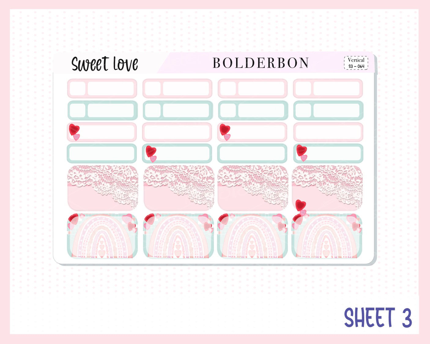SWEET LOVE || 7x9 Vertical Planner Sticker Kit