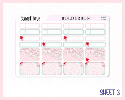 SWEET LOVE || 7x9 Vertical Planner Sticker Kit