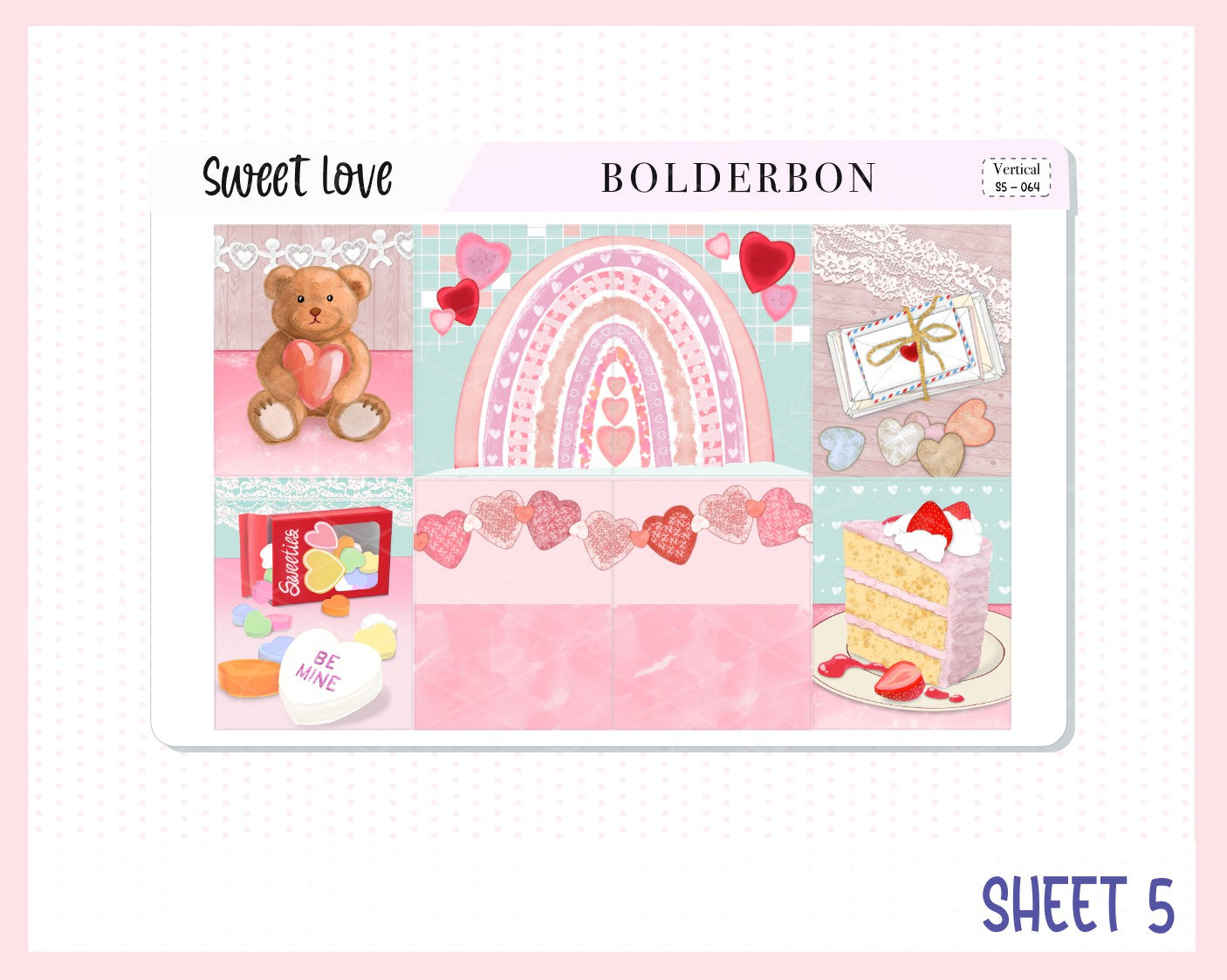 SWEET LOVE || 7x9 Vertical Planner Sticker Kit