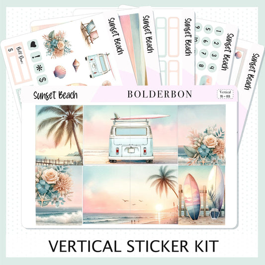 SUNSET BEACH || 7x9 Vertical Planner Sticker Kit