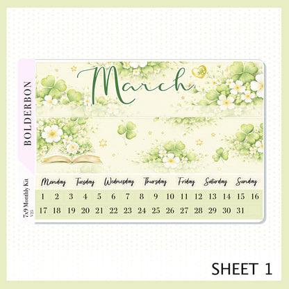 MARCH 7x9 Monthly Sticker Kit || Clover Planner Stickers for Erin Condren