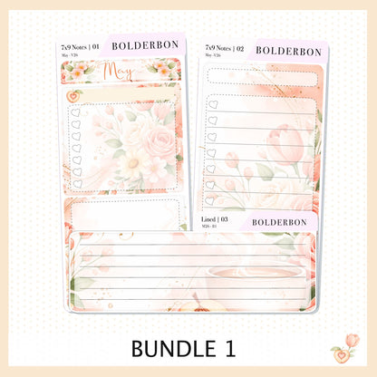 MAY 7x9 Notes Kit || Peach Blossom Planner Sticker Kit for Erin Condren Planners