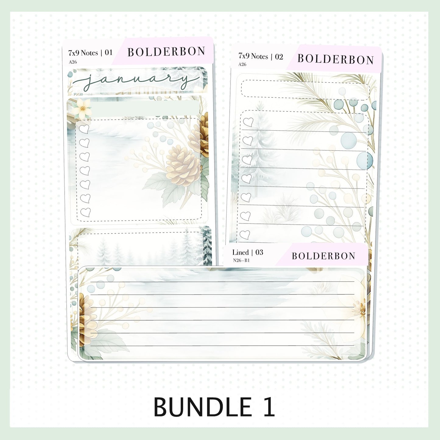 JANUARY 7x9 Notes Kit || Planner Sticker Kit for Erin Condren Planners, Peaceful Pines