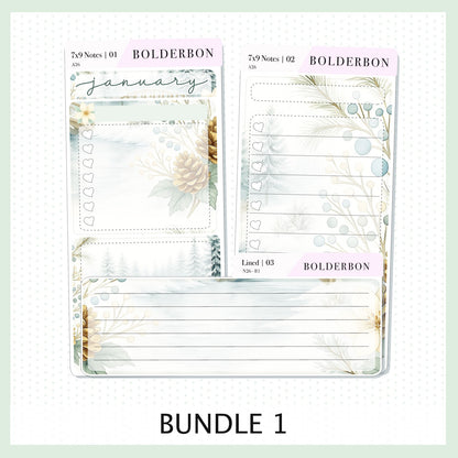 JANUARY 7x9 Notes Kit || Planner Sticker Kit for Erin Condren Planners, Peaceful Pines