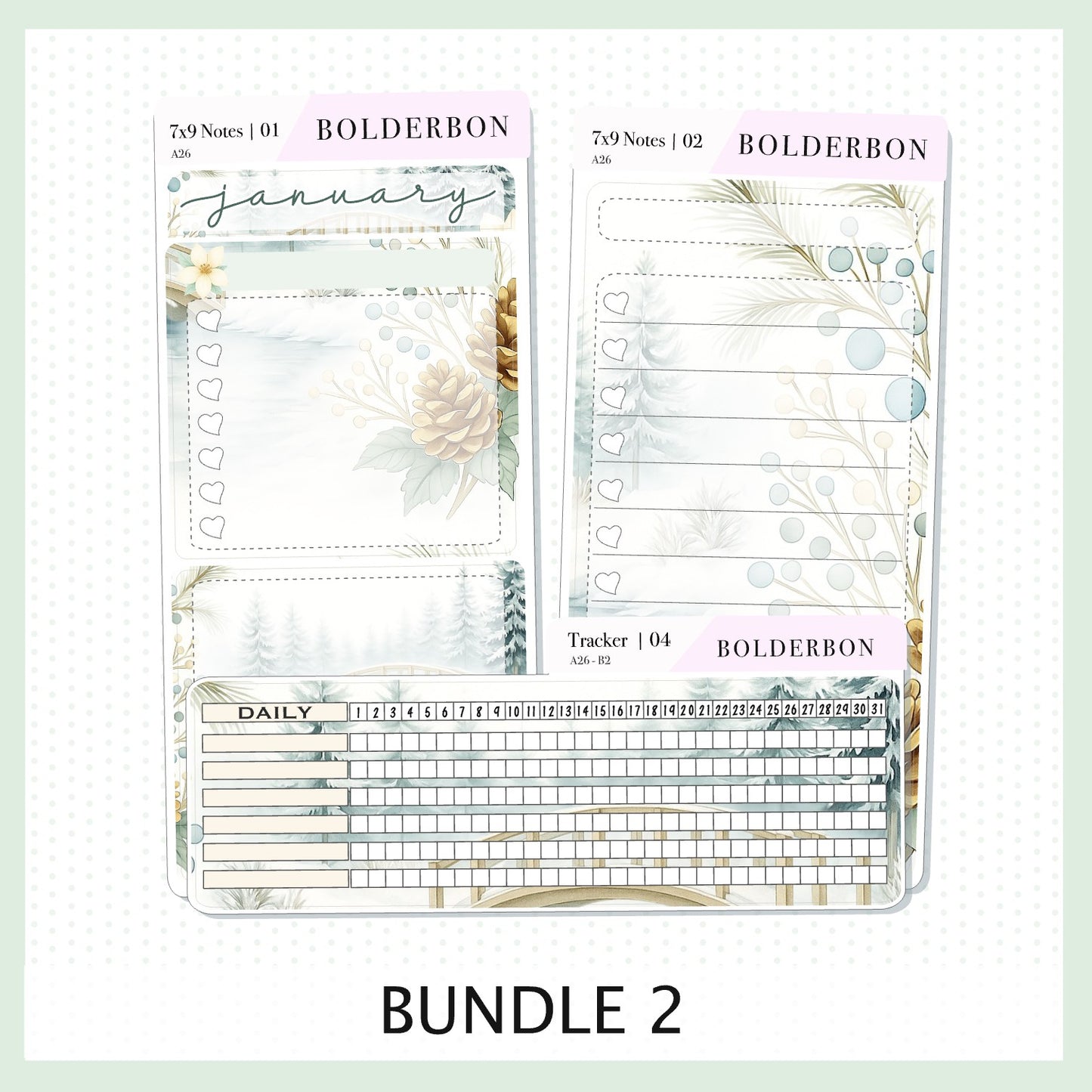 JANUARY 7x9 Notes Kit || Planner Sticker Kit for Erin Condren Planners, Peaceful Pines