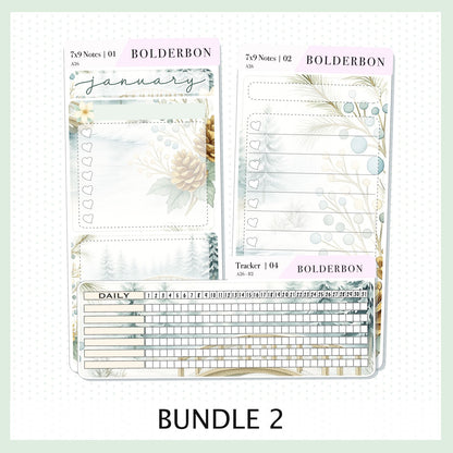 JANUARY 7x9 Notes Kit || Planner Sticker Kit for Erin Condren Planners, Peaceful Pines