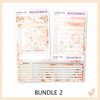 MAY 7x9 Notes Kit || Peach Blossom Planner Sticker Kit for Erin Condren Planners