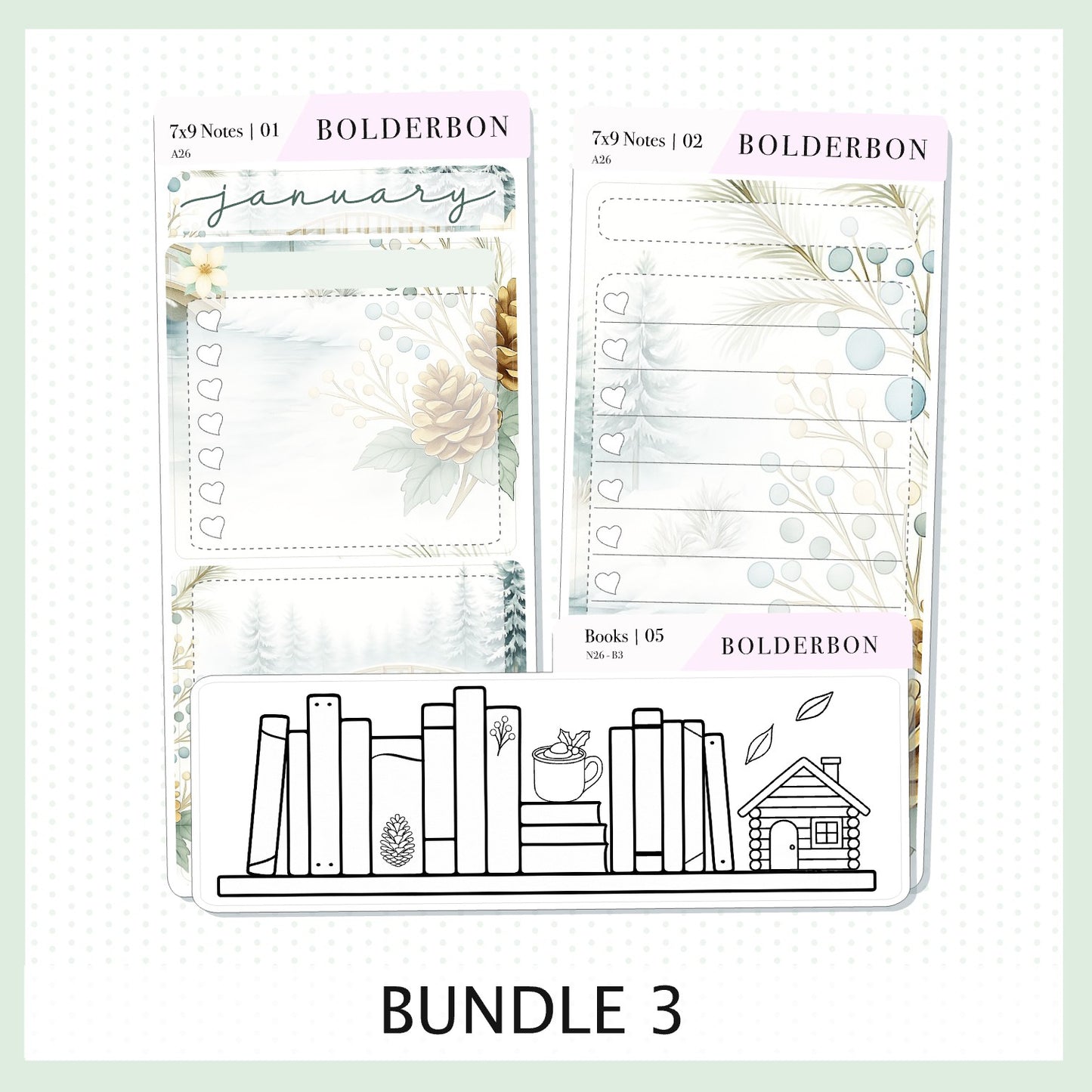 JANUARY 7x9 Notes Kit || Planner Sticker Kit for Erin Condren Planners, Peaceful Pines