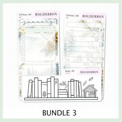 JANUARY 7x9 Notes Kit || Planner Sticker Kit for Erin Condren Planners, Peaceful Pines