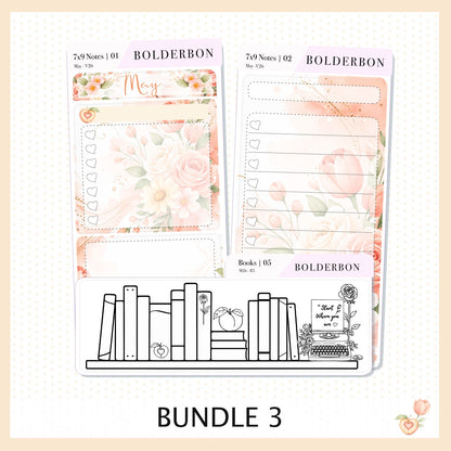 MAY 7x9 Notes Kit || Peach Blossom Planner Sticker Kit for Erin Condren Planners