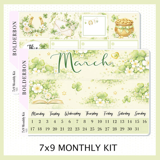 MARCH 7x9 Monthly Sticker Kit || Clover Planner Stickers for Erin Condren