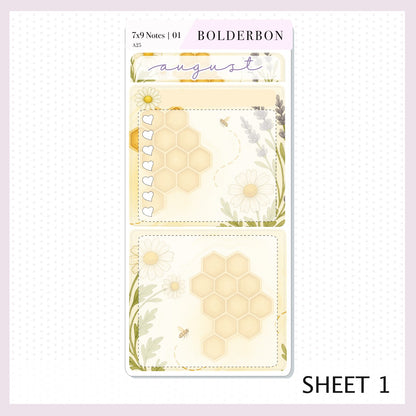 NEW AUGUST 7x9 Notes Kit ||  2025/2026 Planner Sticker Kit for Erin Condren Planners, Sweet Honey