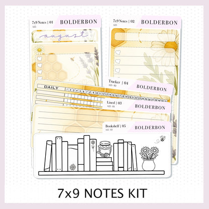 NEW AUGUST 7x9 Notes Kit ||  2025/2026 Planner Sticker Kit for Erin Condren Planners, Sweet Honey