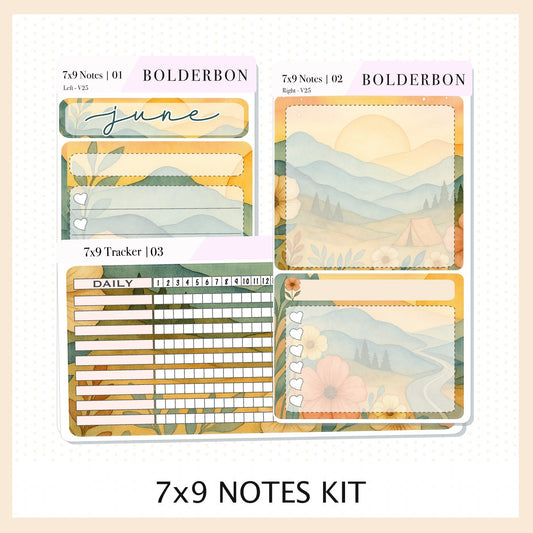 JUNE 7x9 Notes Kit || Dream Mountain, Planner Sticker Kit for Erin Condren Dashboard