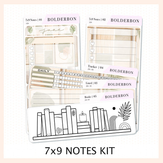 JUNE 7x9 Notes Kit || Calm Space Planner Sticker Kit for Erin Condren Planners