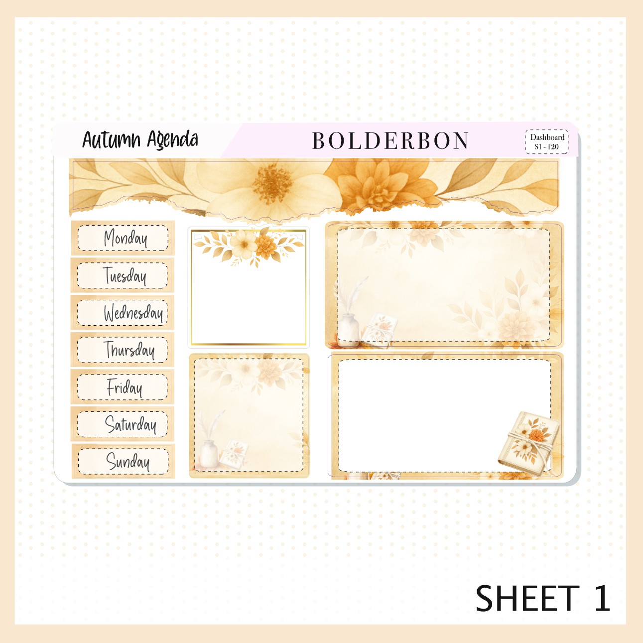 AUTUMN AGENDA Erin Condren Dashboard Sticker kit || Cozy Planning Theme, Fall Floral Planner Stickers, Autumn Aesthetic Vibe
