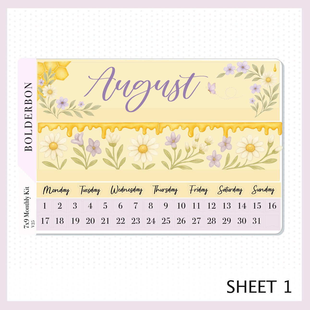 AUGUST 7x9 Monthly Sticker Kit || Sweet Honey