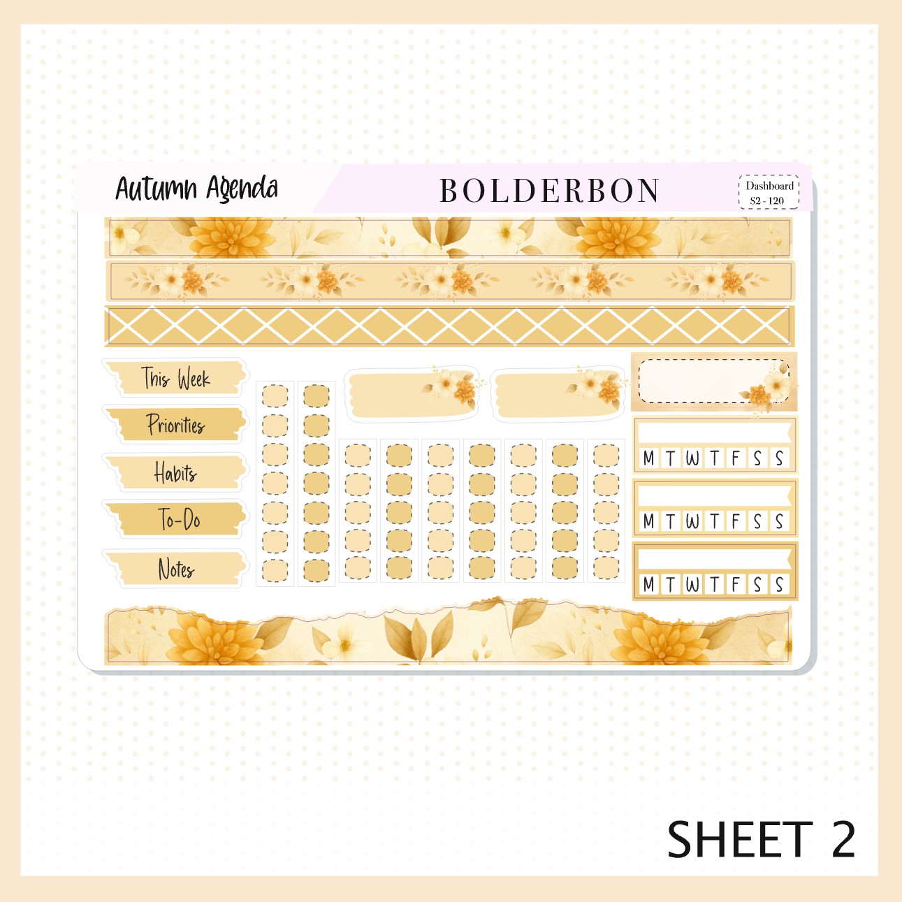 AUTUMN AGENDA Erin Condren Dashboard Sticker kit || Cozy Planning Theme, Fall Floral Planner Stickers, Autumn Aesthetic Vibe