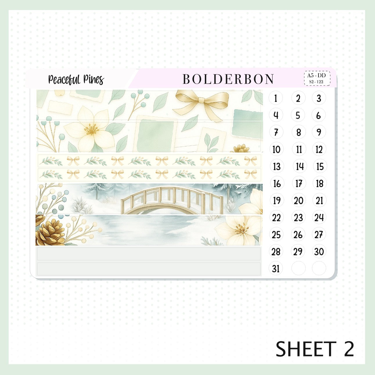 PEACEFUL PINES A5 Daily Duo || EC Planner Sticker Kit