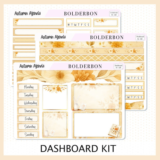 AUTUMN AGENDA Erin Condren Dashboard Sticker kit || Cozy Planning Theme, Fall Floral Planner Stickers, Autumn Aesthetic Vibe