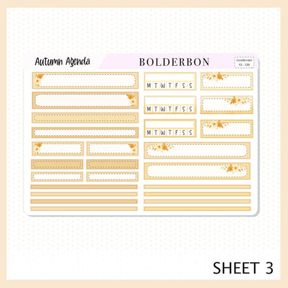 AUTUMN AGENDA Erin Condren Dashboard Sticker kit || Cozy Planning Theme, Fall Floral Planner Stickers, Autumn Aesthetic Vibe
