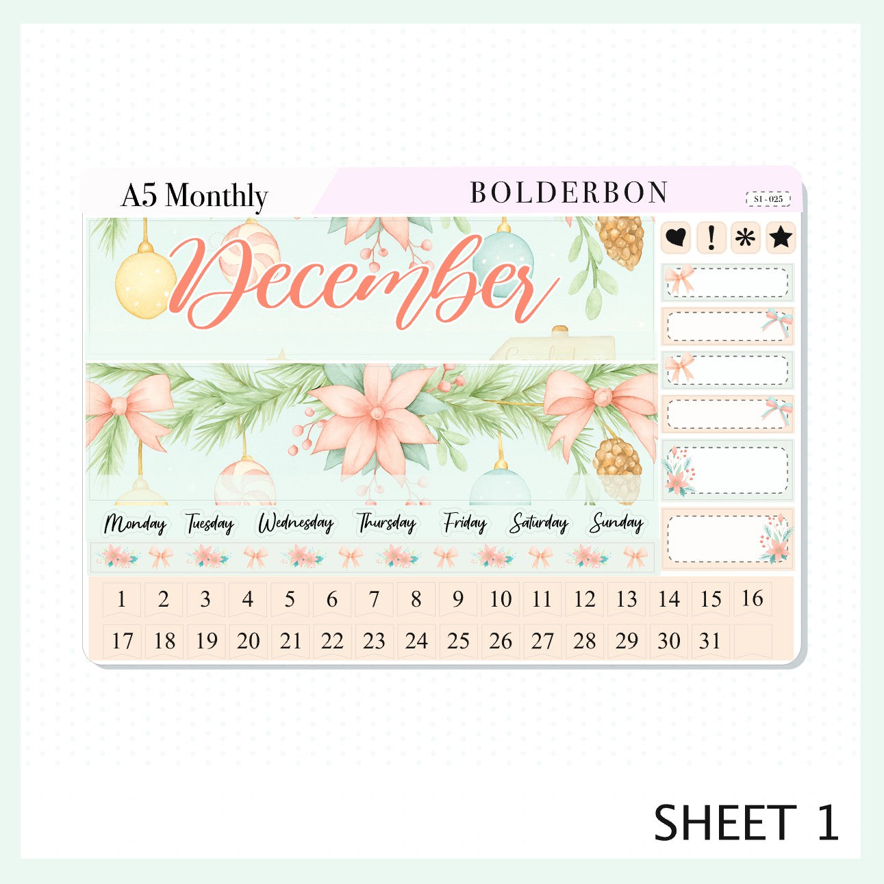 DECEMBER A5 MONTHLY KIT || Planner Stickers for Erin Condren