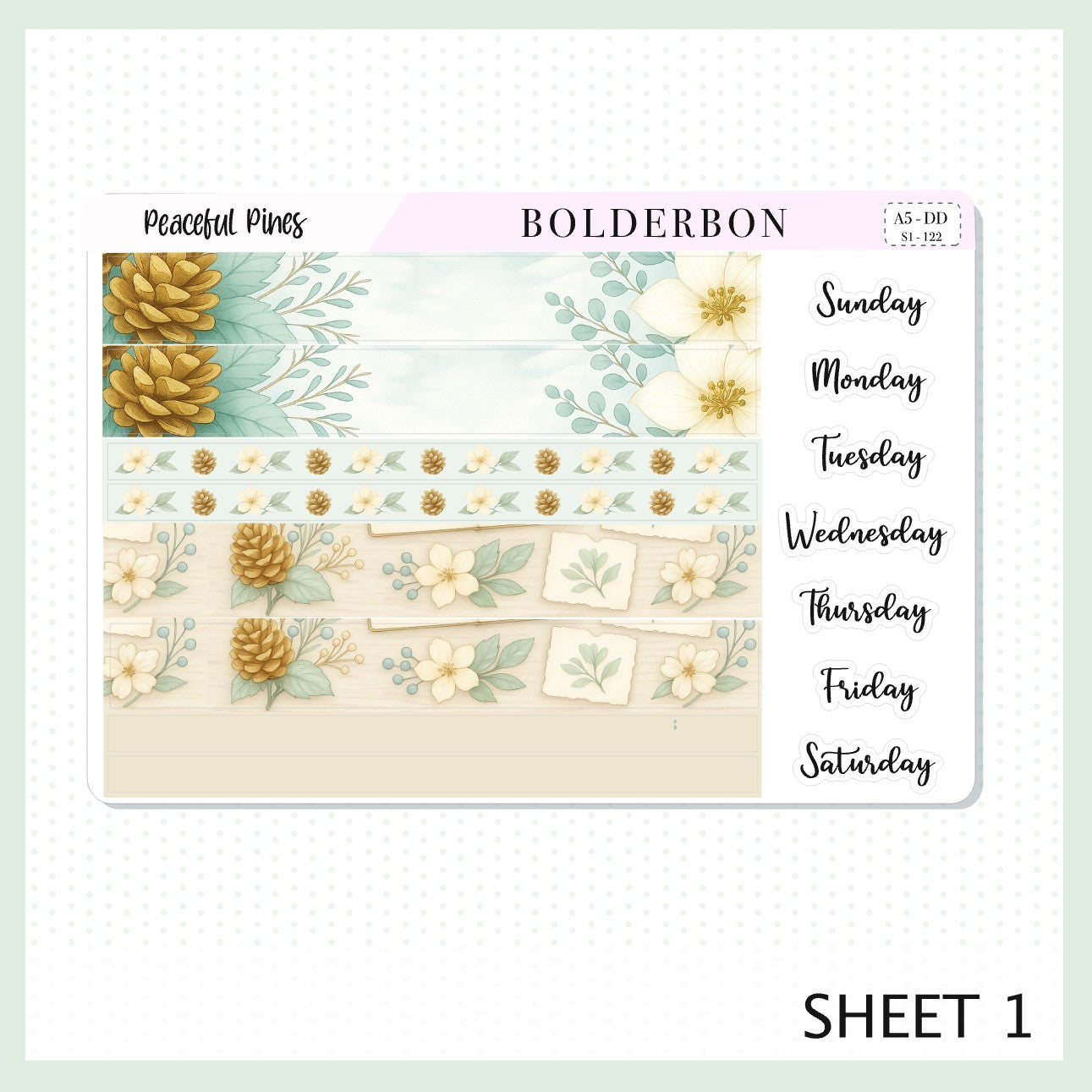 PEACEFUL PINES A5 Daily Duo || EC Planner Sticker Kit