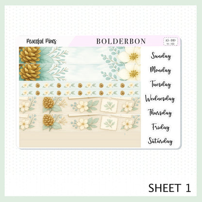 PEACEFUL PINES A5 Daily Duo || EC Planner Sticker Kit
