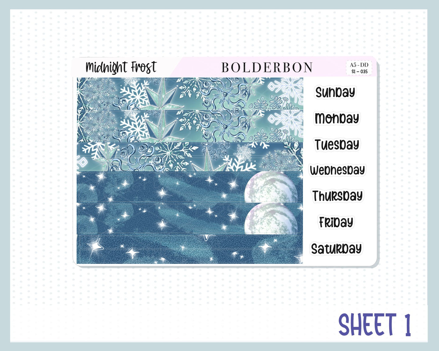 MIDNIGHT FROST || A5 Daily Duo Planner Sticker Kit
