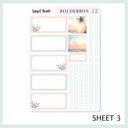 SUNSET BEACH || A5 Daily Duo Planner Sticker Kit