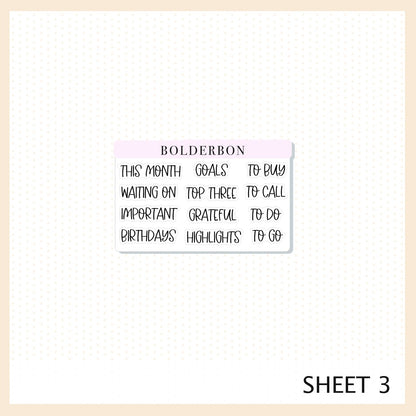 JUNE - A5 NOTES KIT || Planner Sticker Kit for A5 Planners and Notebooks