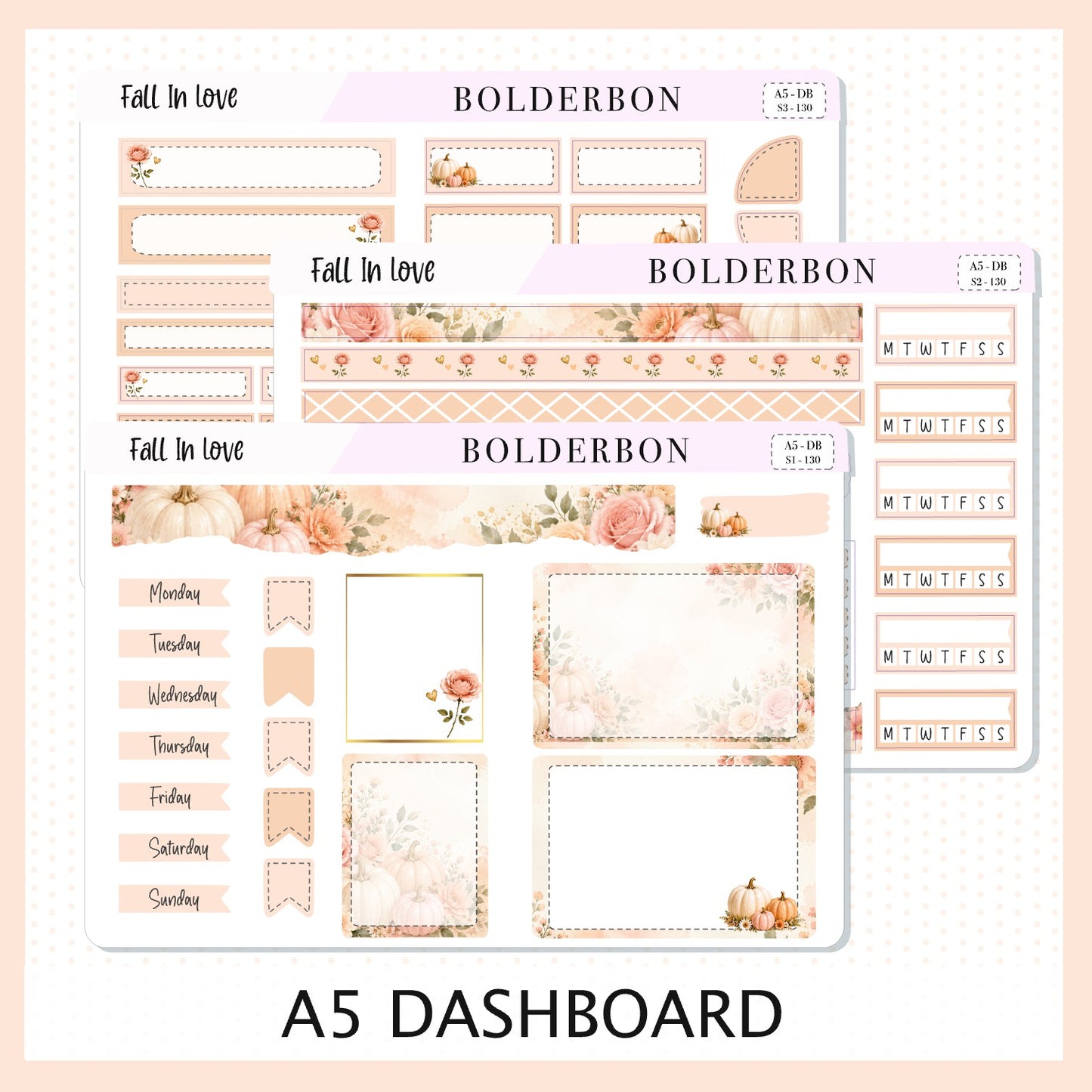 Fall In Love • A5 Weekly Dashboard Kit
