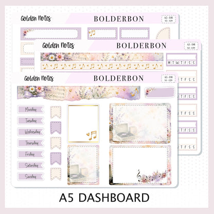 Golden Notes • A5 Weekly Dashboard Kit