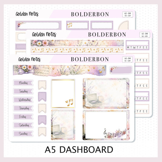 Golden Notes • A5 Weekly Dashboard Kit