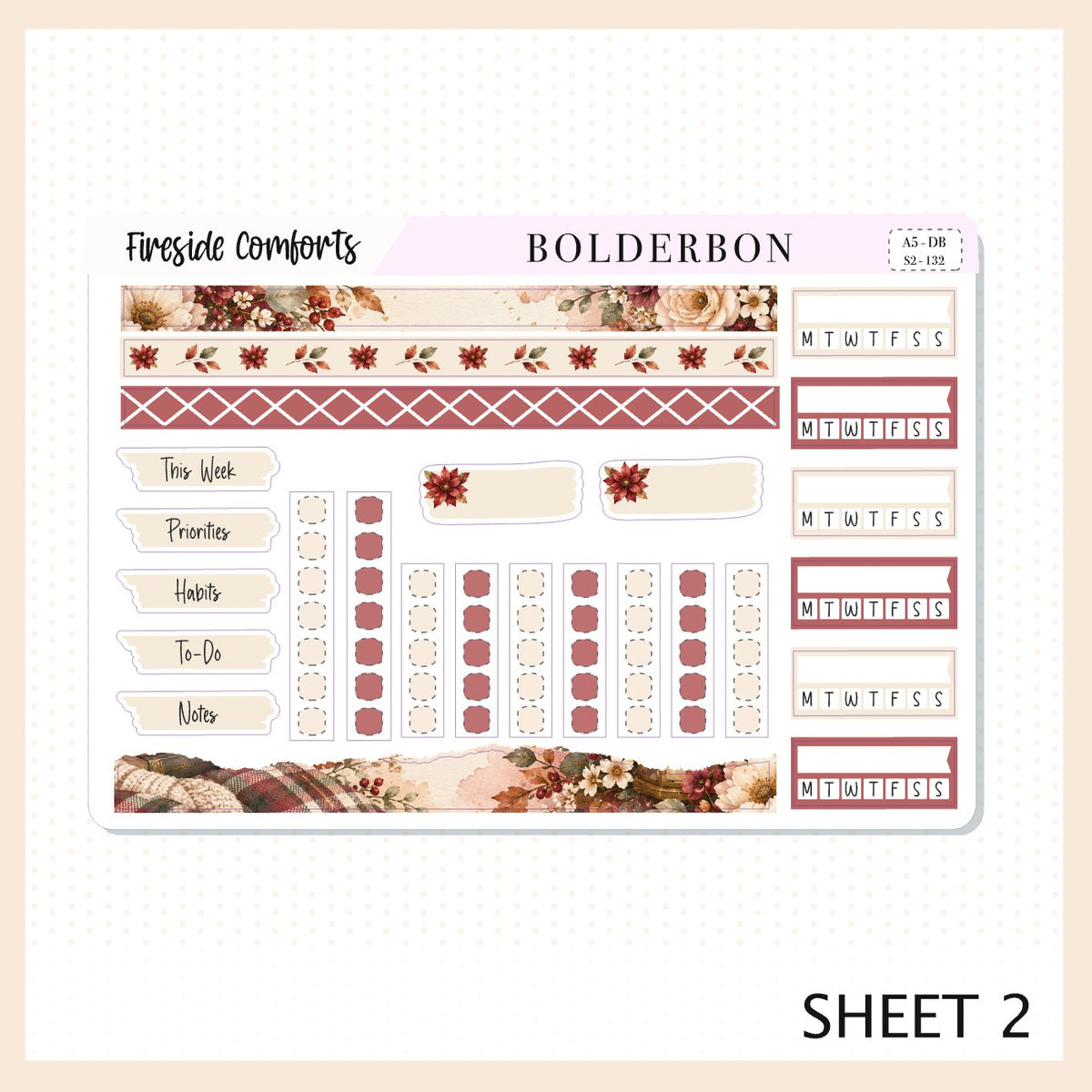 Fireside Comforts • A5 Weekly Dashboard Kit
