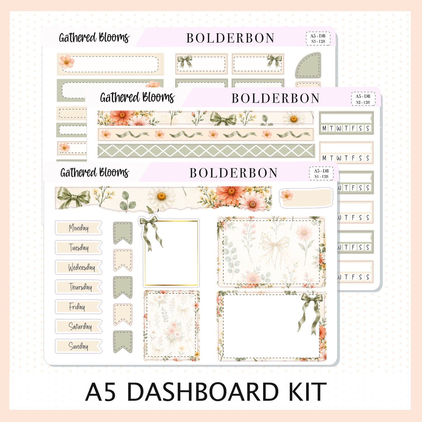 Gathered Blooms • A5 Weekly Dashboard Kit