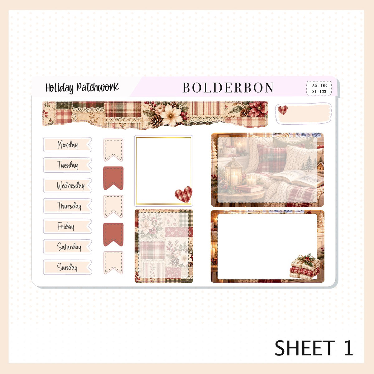 Holiday Patchwork • A5 Weekly Dashboard Kit