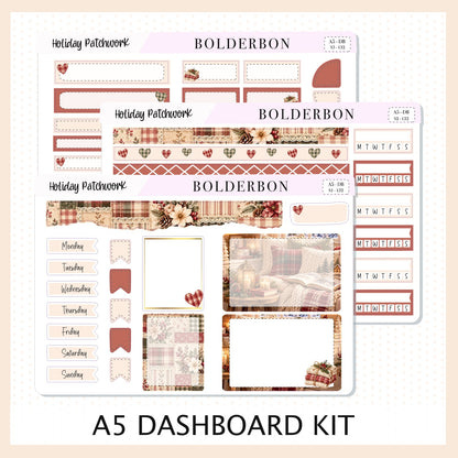 Holiday Patchwork • A5 Weekly Dashboard Kit