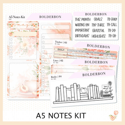 MAY A5 Notes Kit || Peach Blossom, Planner Sticker Kit for Erin Condren Planners