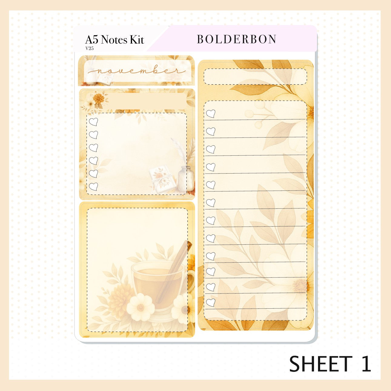 NOVEMBER A5 Notes Kit || New Layout 2025/2026, Planner Sticker Kit for Erin Condren Planners, Fall View Theme