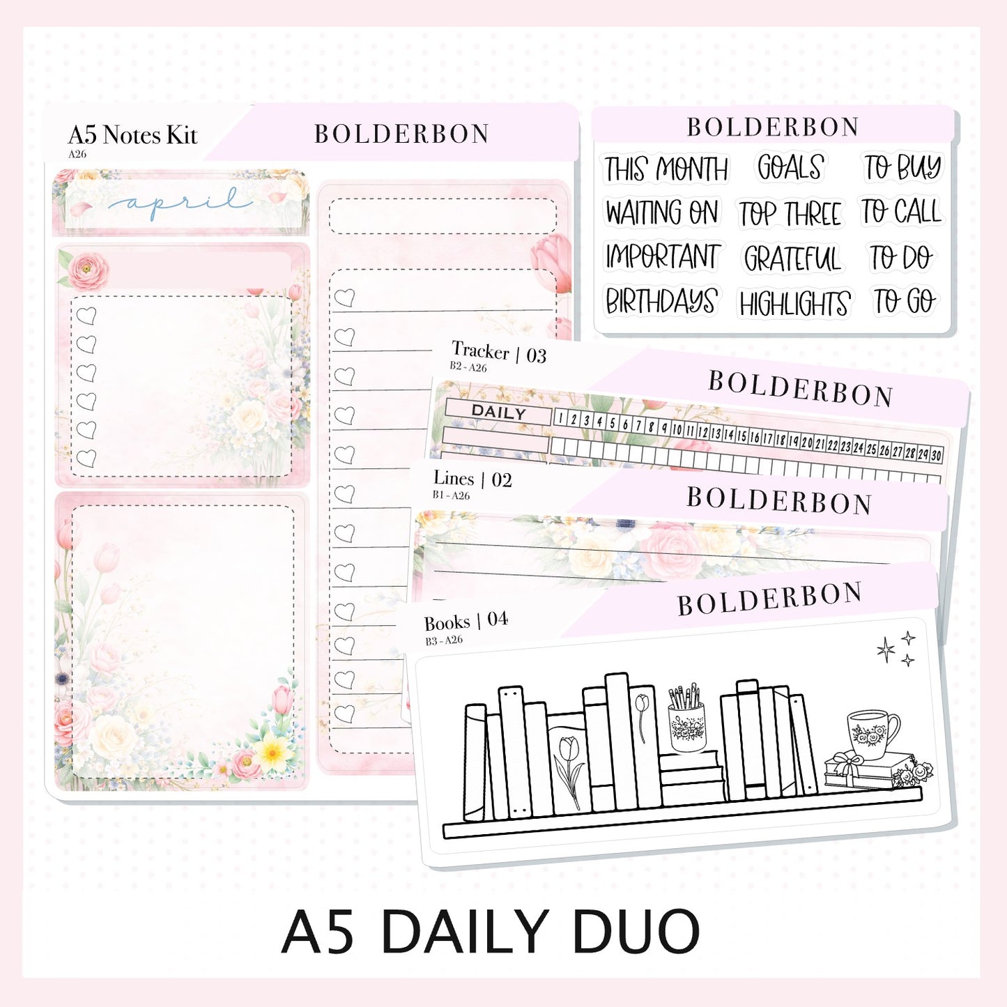 APRIL A5 Notes Kit || Hello Spring, Planner Sticker Kit for Erin Condren Planners