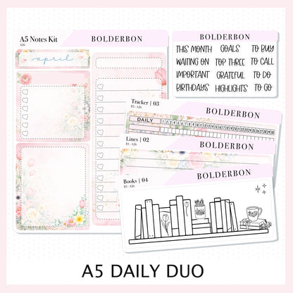 APRIL A5 Notes Kit || Hello Spring, Planner Sticker Kit for Erin Condren Planners