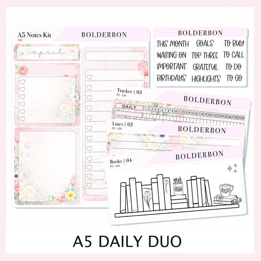 APRIL A5 Notes Kit || Hello Spring, Planner Sticker Kit for Erin Condren Planners